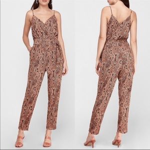 Express Brown Snakeskin Belted Jumpsuit Small